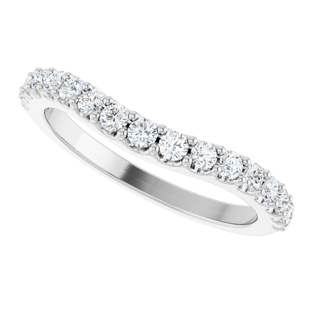 14K Gold Round Lab-Grown Diamond Graduated Accent Contour Band - White Gold - view 5