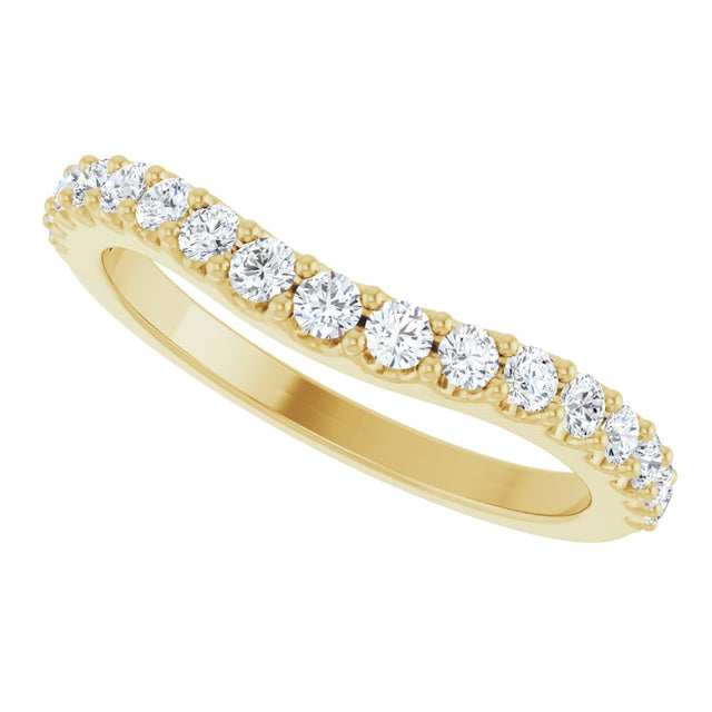 14K Gold Round Lab-Grown Diamond Graduated Accent Contour Band - Yellow Gold - view 5