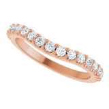 14K Gold Round Lab-Grown Diamond Graduated Accent Contour Band - Rose Gold - view 5