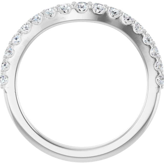 14K Gold Round Lab-Grown Diamond Graduated Accent Contour Band - White Gold - view 2