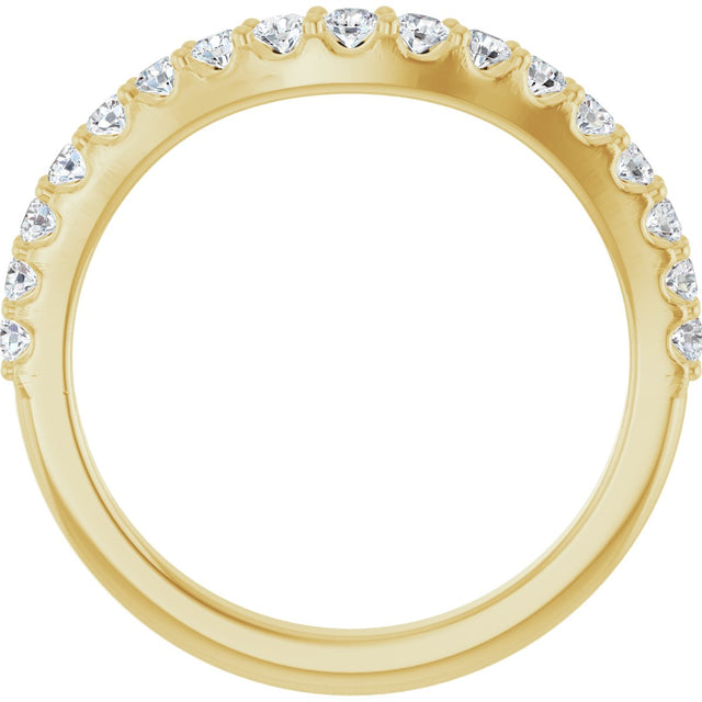 14K Gold Round Lab-Grown Diamond Graduated Accent Contour Band - Yellow Gold - view 2