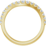 14K Gold Round Natural Diamond Graduated Accent Contour Band - Yellow Gold - view 2
