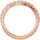 14K Gold Round Lab-Grown Diamond Graduated Accent Contour Band - Rose Gold - view 2