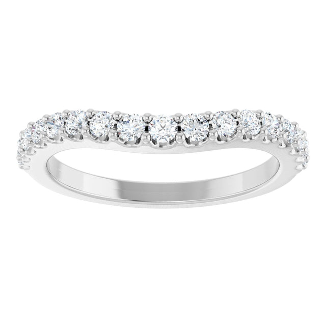 14K Gold Round Lab-Grown Diamond Graduated Accent Contour Band - White Gold - view 3