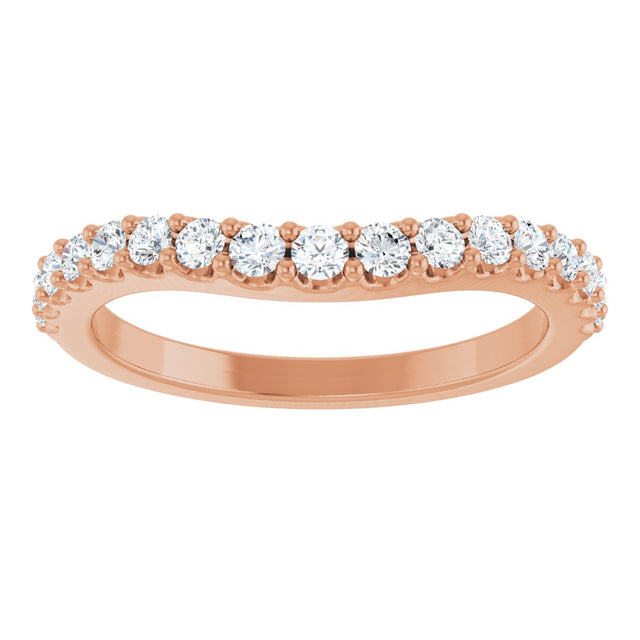 14K Gold Round Lab-Grown Diamond Graduated Accent Contour Band - Rose Gold - view 3