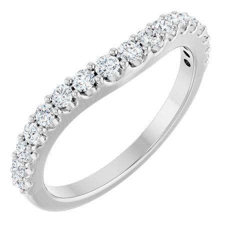 14K Gold Round Lab-Grown Diamond Graduated Accent Contour Band - White Gold