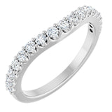 14K Gold Round Natural Diamond Graduated Accent Contour Band - White Gold