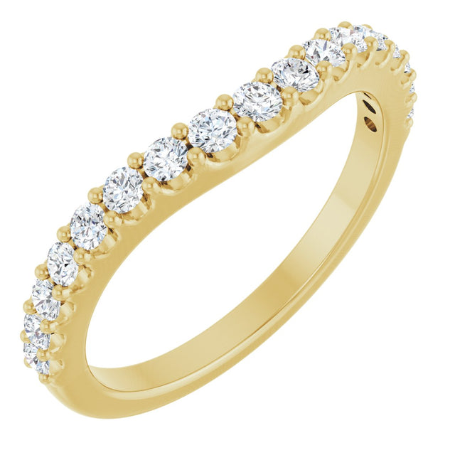 14K Gold Round Lab-Grown Diamond Graduated Accent Contour Band - Yellow Gold