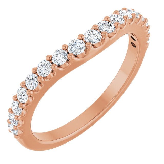 14K Gold Round Lab-Grown Diamond Graduated Accent Contour Band - Rose Gold