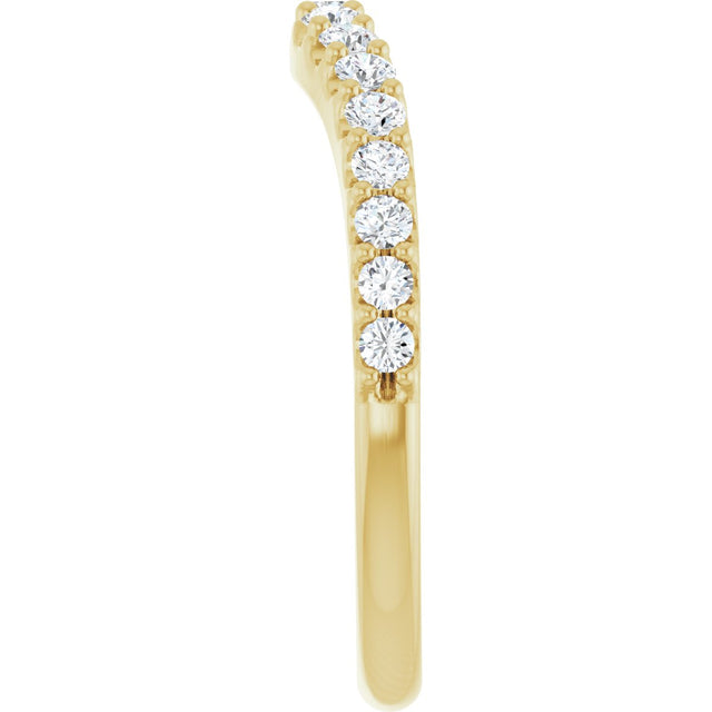 14K Gold Round Natural Diamond Graduated Accent Contour Band - Yellow Gold - view 4