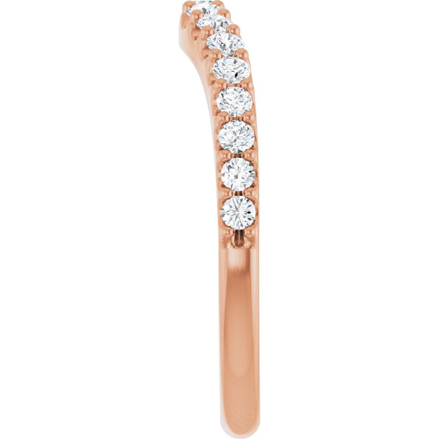 14K Gold Round Lab-Grown Diamond Graduated Accent Contour Band - Rose Gold - view 4