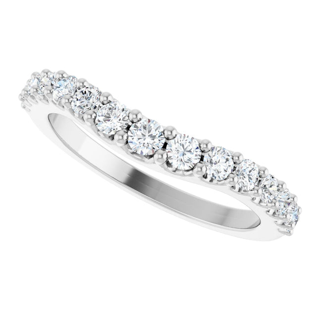 Platinum Round Lab-Grown Diamond Graduated Accent Contour Band - view 5
