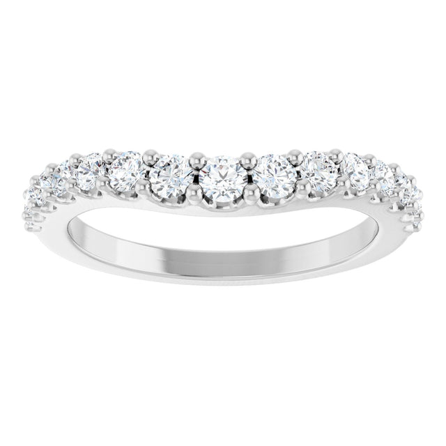 Platinum Round Natural Diamond Graduated Accent Contour Band - view 3