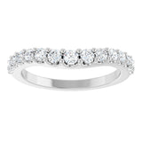 Platinum Round Lab-Grown Diamond Graduated Accent Contour Band - view 3