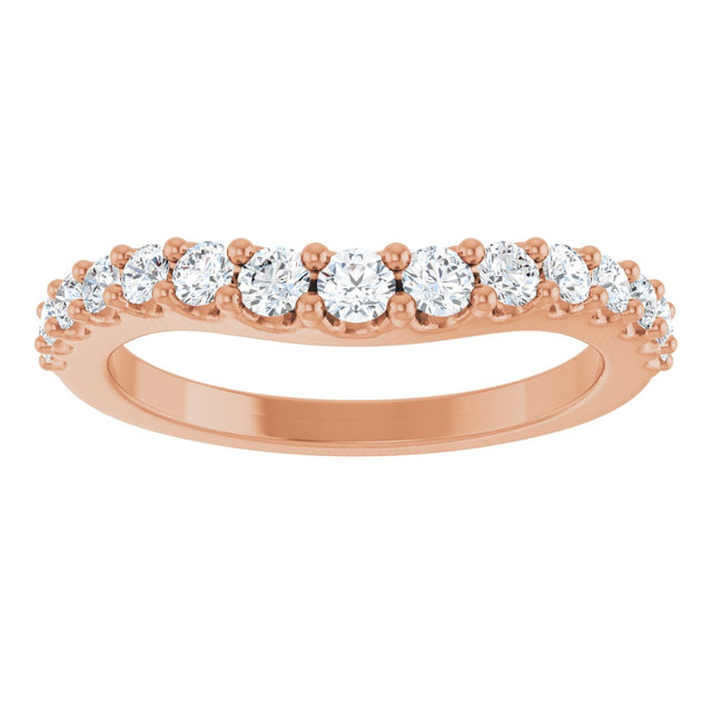 14K Gold Round Lab-Grown Diamond Graduated Accent Contour Band - Rose Gold - view 3