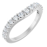 14K Gold Round Lab-Grown Diamond Graduated Accent Contour Band - White Gold