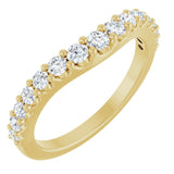 14K Gold Round Lab-Grown Diamond Graduated Accent Contour Band - Yellow Gold