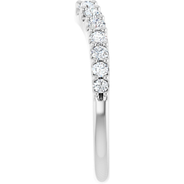 Platinum Round Natural Diamond Graduated Accent Contour Band - view 4
