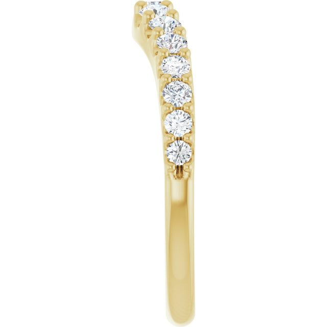 14K Gold Round Lab-Grown Diamond Graduated Accent Contour Band - Yellow Gold - view 4
