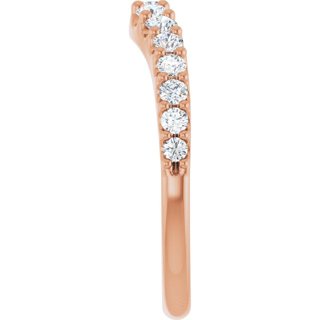 14K Gold Round Lab-Grown Diamond Graduated Accent Contour Band - Rose Gold - view 4