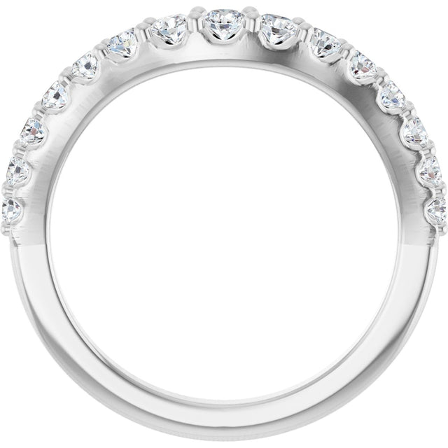 14K Gold Round Lab-Grown Diamond Graduated Accent Contour Band - White Gold - view 2