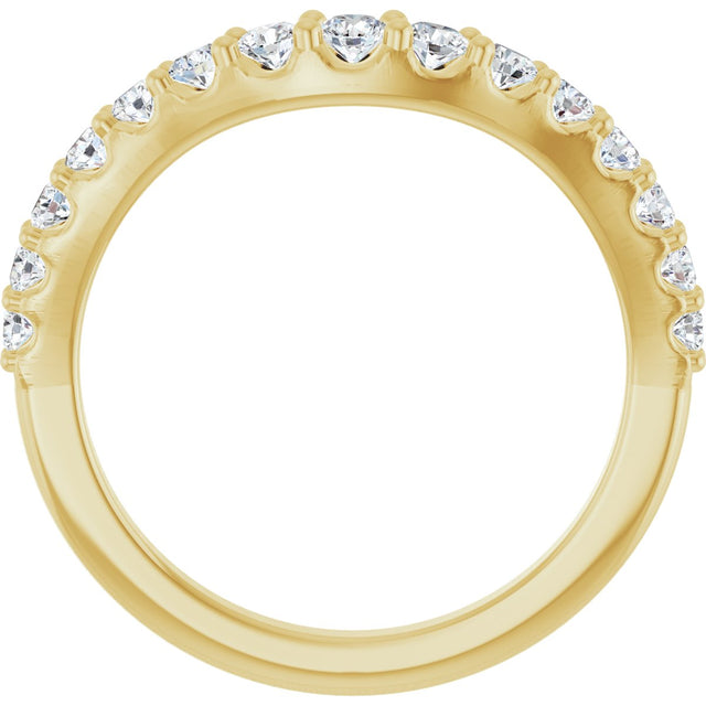 14K Gold Round Natural Diamond Graduated Accent Contour Band - Yellow Gold - view 2