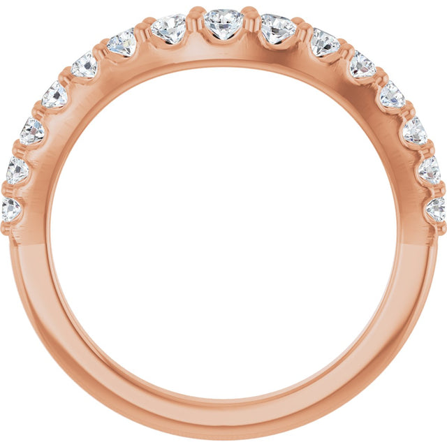 14K Gold Round Lab-Grown Diamond Graduated Accent Contour Band - Rose Gold - view 2