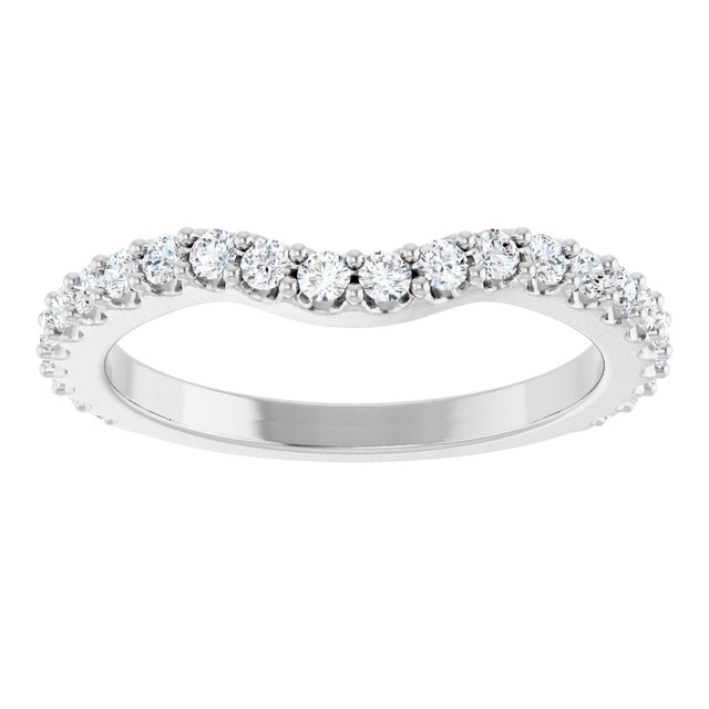 Platinum Round Natural Diamond Accented Contour Band – 1.1-3mm Stones - view 3