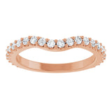 14K Gold Round Natural Diamond Accented Contour Band – 1.1-3mm Stones - Rose Gold - view 3