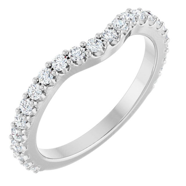 Platinum Round Natural Diamond Accented Contour Band – 1.1-3mm Stones