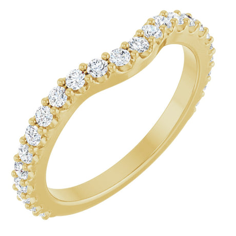 14K Gold Round Lab-Grown Diamond Accented Contour Band – 1.1-3mm Stones - Yellow Gold