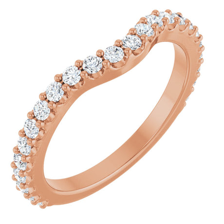 14K Gold Round Natural Diamond Accented Contour Band – 1.1-3mm Stones - Rose Gold