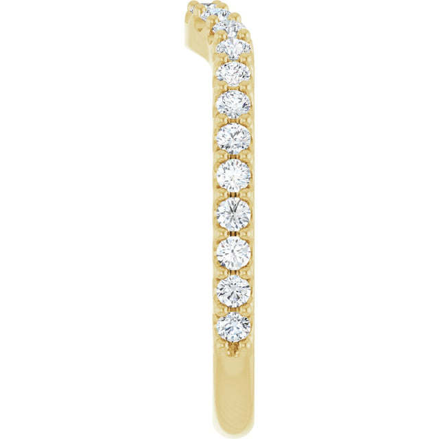 14K Gold Round Lab-Grown Diamond Accented Contour Band – 1.1-3mm Stones - Yellow Gold - view 4