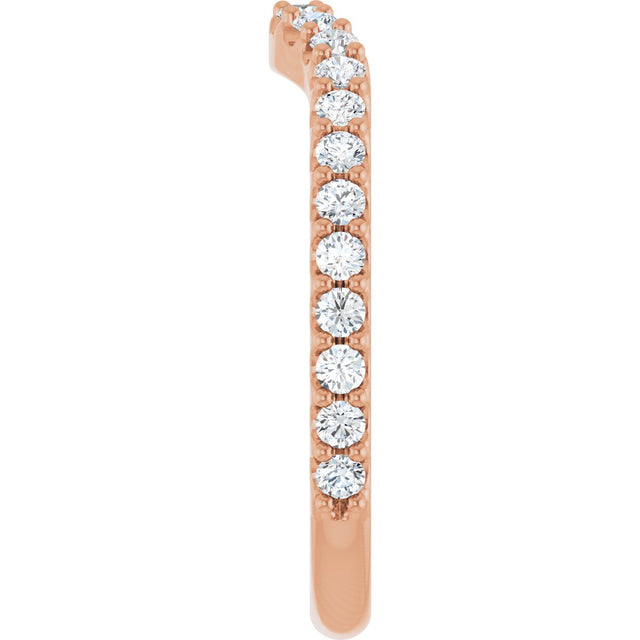 14K Gold Round Natural Diamond Accented Contour Band – 1.1-3mm Stones - Rose Gold - view 4