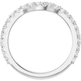 14K Gold Round Natural Diamond Accented Contour Band – 1.1-3mm Stones - White Gold - view 2