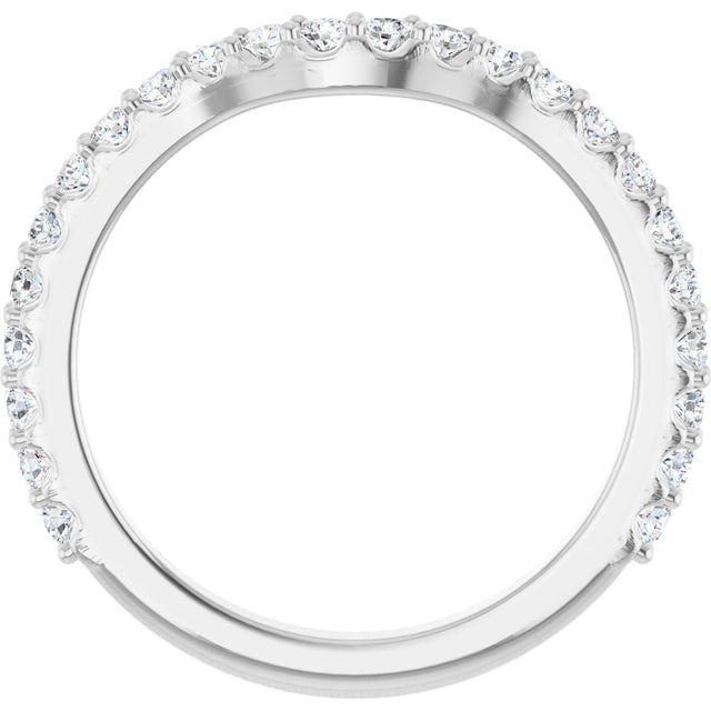14K Gold Round Lab-Grown Diamond Accented Contour Band – 1.1-3mm Stones - White Gold - view 2