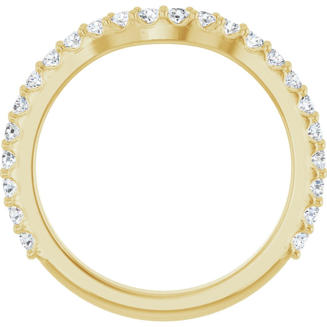 14K Gold Round Lab-Grown Diamond Accented Contour Band – 1.1-3mm Stones - Yellow Gold - view 2