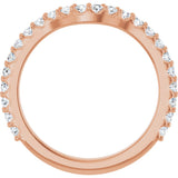 14K Gold Round Lab-Grown Diamond Accented Contour Band – 1.1-3mm Stones - Rose Gold - view 2