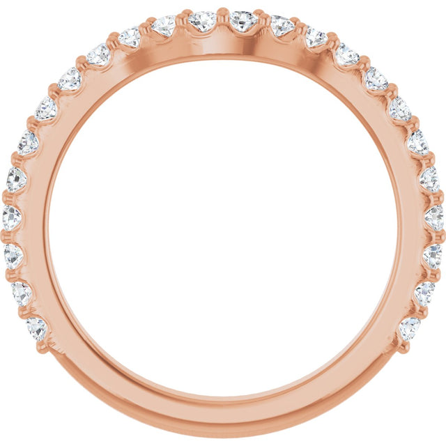 14K Gold Round Lab-Grown Diamond Accented Contour Band – 1.1-3mm Stones - Rose Gold - view 2