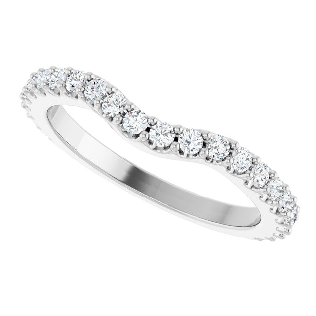 14K Gold Round Lab-Grown Diamond Accented Contour Band – 1.1-3mm Stones - White Gold - view 5
