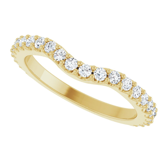 14K Gold Round Lab-Grown Diamond Accented Contour Band – 1.1-3mm Stones - Yellow Gold - view 5