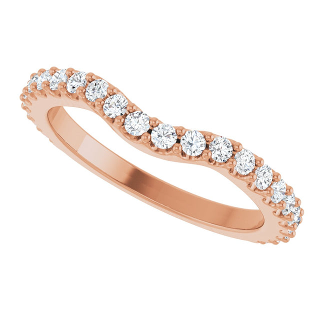 14K Gold Round Lab-Grown Diamond Accented Contour Band – 1.1-3mm Stones - Rose Gold - view 5