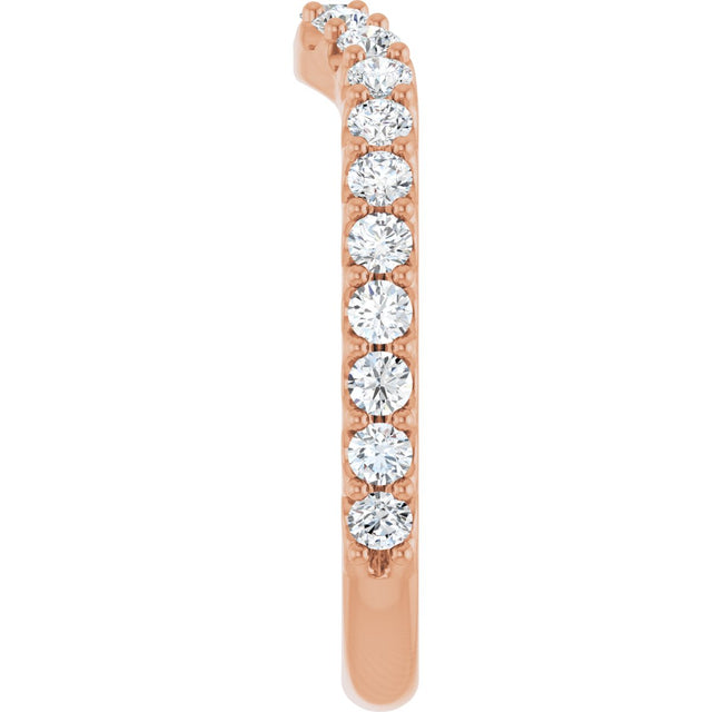 14K Gold Round Natural Diamond Accented Contour Band – 1.1-3mm Stones - Rose Gold - view 4