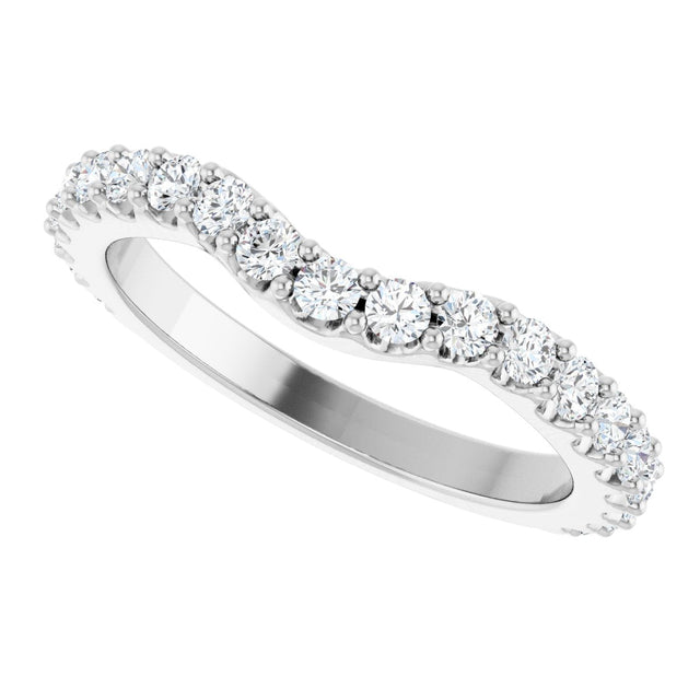 Platinum Round Natural Diamond Accented Contour Band – 1.1-3mm Stones - view 5