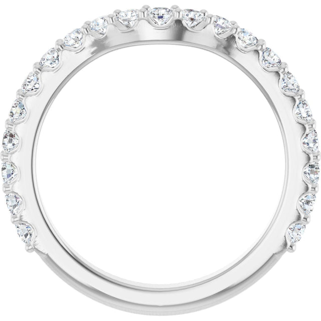 Platinum Round Natural Diamond Accented Contour Band – 1.1-3mm Stones - view 2