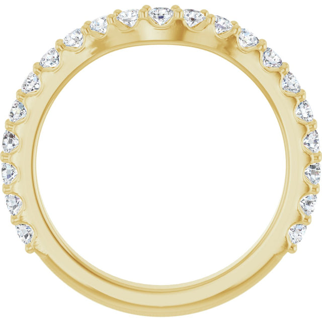 14K Gold Round Lab-Grown Diamond Accented Contour Band – 1.1-3mm Stones - Yellow Gold - view 2