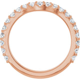 14K Gold Round Lab-Grown Diamond Accented Contour Band – 1.1-3mm Stones - Rose Gold - view 2