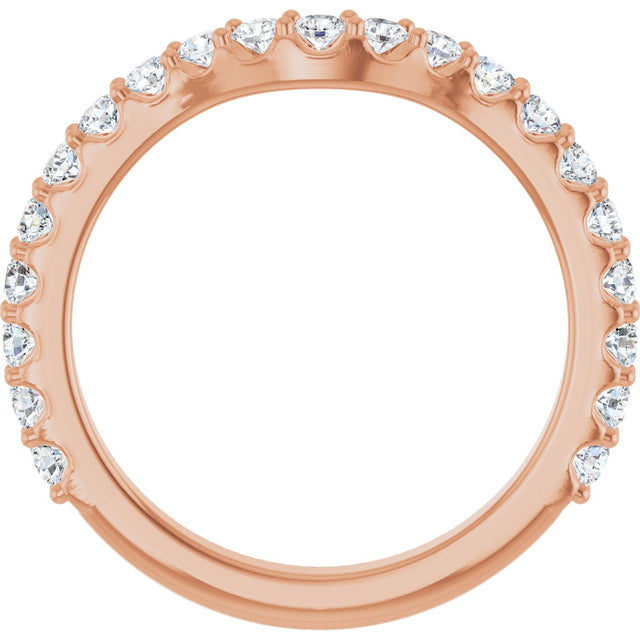 14K Gold Round Lab-Grown Diamond Accented Contour Band – 1.1-3mm Stones - Rose Gold - view 2