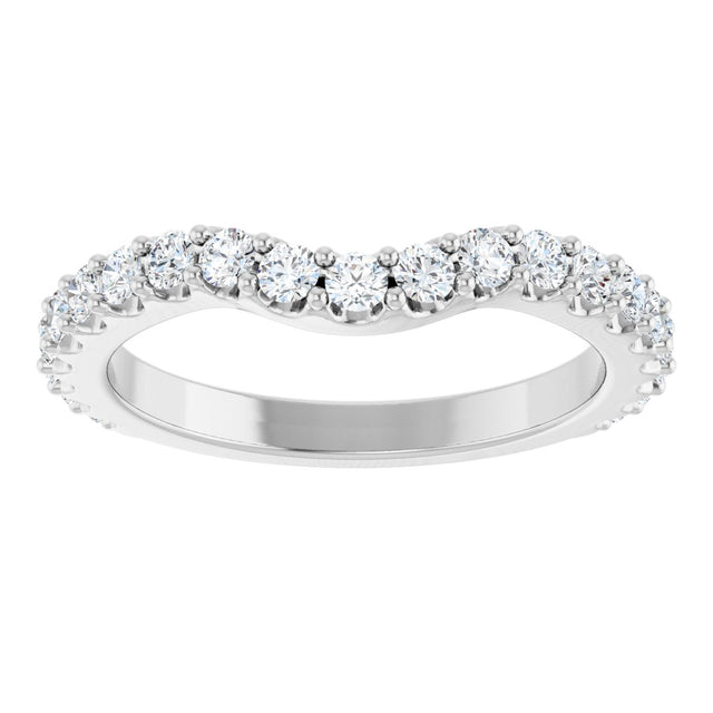 Platinum Round Lab-Grown Diamond Accented Contour Band – 1.1-3mm Stones - view 3