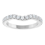 Platinum Round Natural Diamond Accented Contour Band – 1.1-3mm Stones - view 3